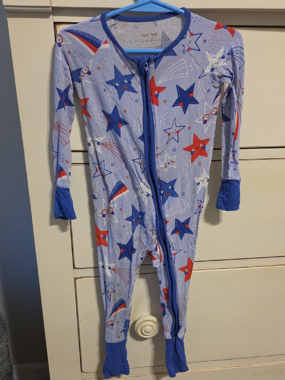 Little Sleepies Blue Stars And Stripes Zippie 12-18m